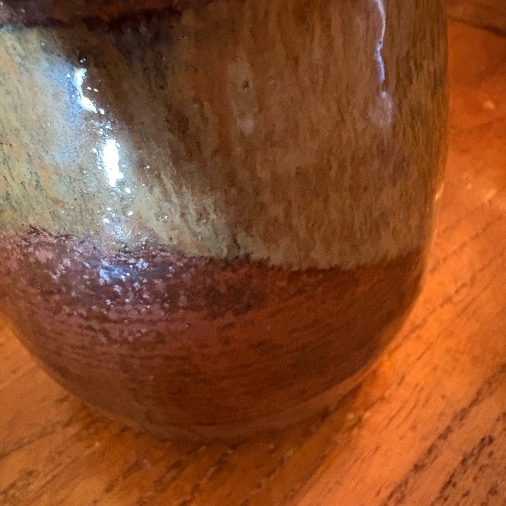 Bob Chaundy Studio Pottery Jar – Signed & Dated 1981, Brown/Olive Drip Glaze - Picture 6 of 13